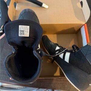Adidas Kids Black and White High-Top wrestling Sneakers & head gear